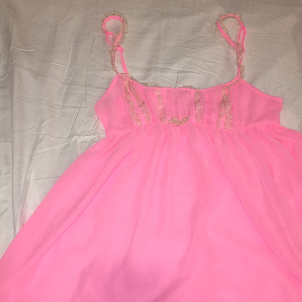 Neon Pink laces  VS sheer lingerie